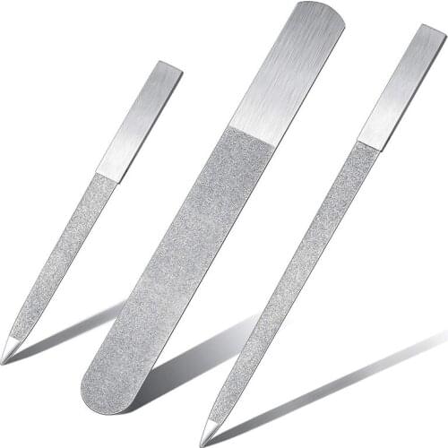 3-Piece Nail File Set Stainless Steel Double-Sided Nail File Buffer File Nail File Suitable for Salon, Family and Travel