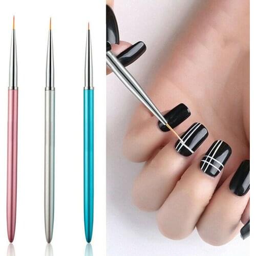 3 Pcs Nail Art Acrylic Liner Painting Brush French Lines Stripes Grid Pattern Drawing Pen 3d Diy Tips Manicure Tools