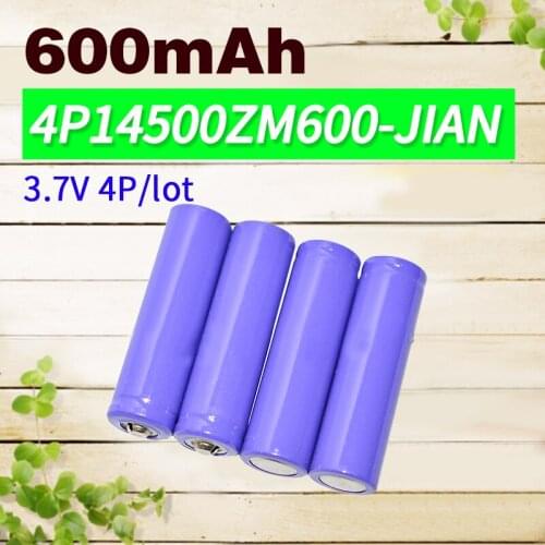 Apexway High Quality 4pcs/lot Rechargeable Batteries Li-ion 3.7V 600mAh 14500 AA for high-end flashlights