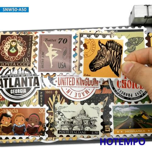 50pcs Retro Stamp Seal Label Style Travel Fashion Mix Graffiti Stickers for Mobile Phone Laptop Luggage Skateboard Decal Sticker