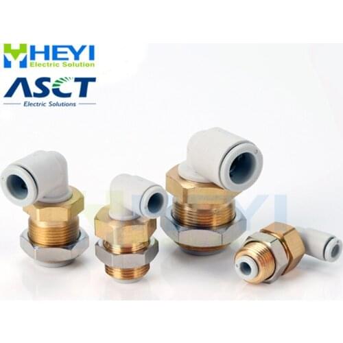 5PCS/bag KQ2LE Right angle Type Air Pneumatic Bulkhead Union 10-12mm OD One Touch Push Into Gas Connector Quick Fitting