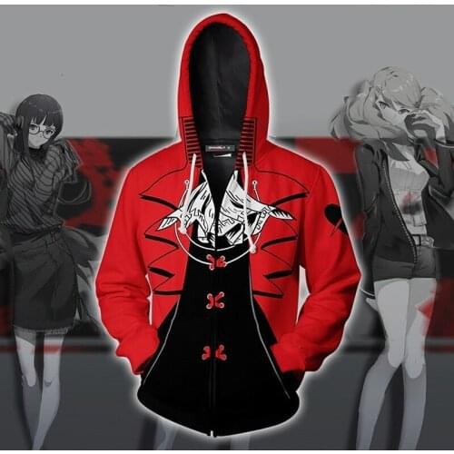 Anime Persona 5 Joker Hoodie Unisex Zipper Coat Ren Amamiya cosplay costume casual Jacket Women Men Cltothes casual Hoodie