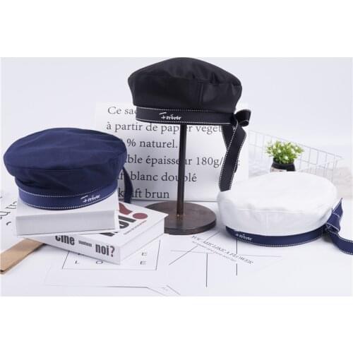 Women New Navy Wind Beret Sweet and Lovely Bow Cap Cotton Outdoor Travel Get-together Female Painter Boina Hats