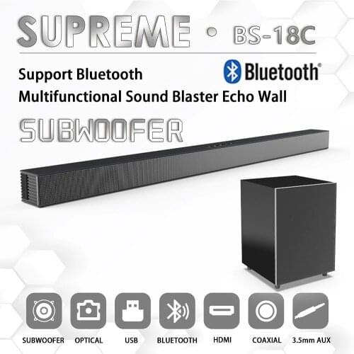 BS-18C Bluetooth Speaker Echo Wall Sound Blaster System Independent Active Subwoofer Computer Soundbar Home Theater Music Center
