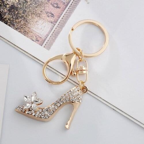 High Heel Shoe Keychain Rhinestone Crystal Purse Car Key Chain Bag Decorative Alloy Keyring