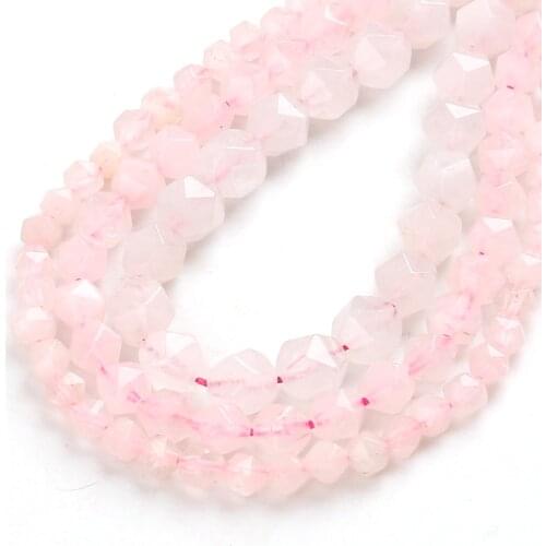 Natural Stone Beads Faceted Pink Crystal Spacers Loose Beads DIY Charms Bracelet Necklace for Jewelry Making 15"6/8/10mm
