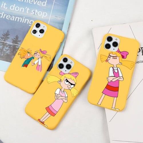 Hey Arnold Helga cute funny cartoon luxury Phone Case funda Candy Color for iPhone 6 7 8 11 12 s mini pro X XS XR MAX Plus