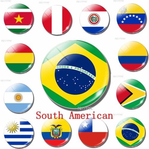 South American Flag 30MM Refrigerator Magnet leave a message Guyana Paraguay Peru Venezuela Ecuador Souvenir home decor