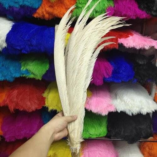 Hot 10pcs Beige Natural Golden Pheasant Tail Feathers 26-28 inch/65-70 cm For Wedding Christmas Home Craft New Year decoratio