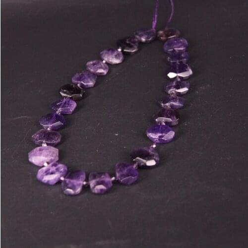 22pcs/strand Dark Amethysts Faceted Slab Nugget Loose Beads,Natural Purple Crystal Quartz Stone Slice Pendants Jewelry Making