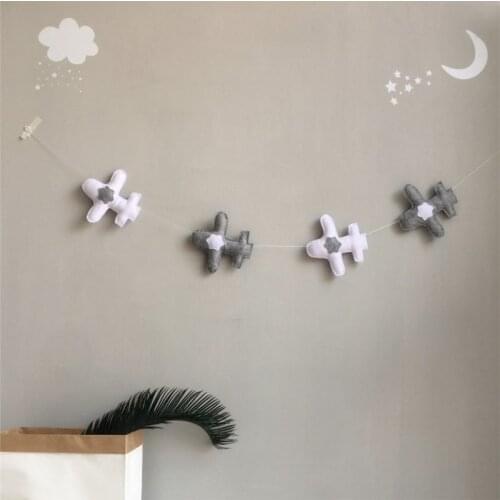 Ins Nordic Felt Airplane Garland Banner Wall Hanging Ornaments For Baby Bed Kids Room Decoration Nursery Decor Photography Props