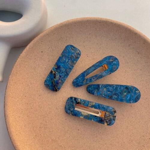 4pc Kroean Retro Print Elegant Geometric Hairgrip Hair Clips for Girls Women Barrette Vintage Hairpin Crab for Hair Accessories