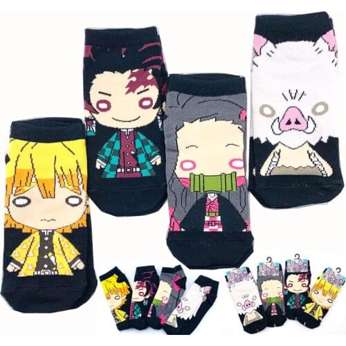 Anime Cartoon Demon Slayer Kimetsu No Yaiba Short Socks Colorful Tight Cute Fashion Ankle Casual Sock Cosplay Couple Friend Gift