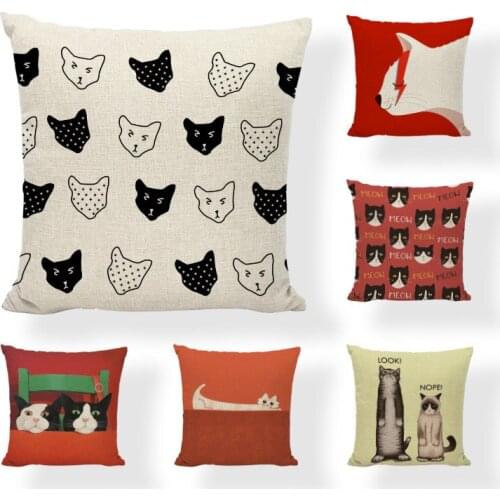Creative Cartoon decorative pillows Red Cat Cushion Cover Dog Nap Pillow Cushion Washable Waist Pillow Cute Pillowcase Cojines