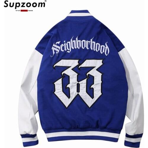 2020 New Arrival Single Breasted Appliques Brand Clothing Cotton Bomber Jacket Men Patch Baseball Uniform Popular Logo Loose