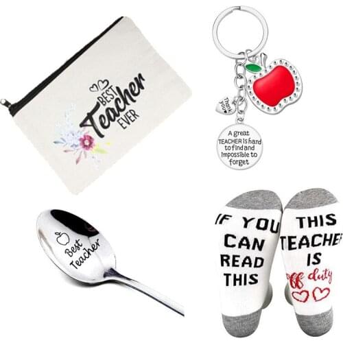 Best Teacher Ever Makeup Bag School Teacher Gift Back To School Teacher Thank You Gift Spoon Keychain Teachers' Day Decoration