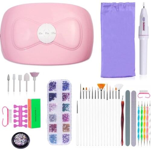 Gel Nail Polish Set With UV Lamp 54W Electric Nail Drill Nail Art Kits DIY Flash Diamond Decoration Nail Tools Set Nail Dryer