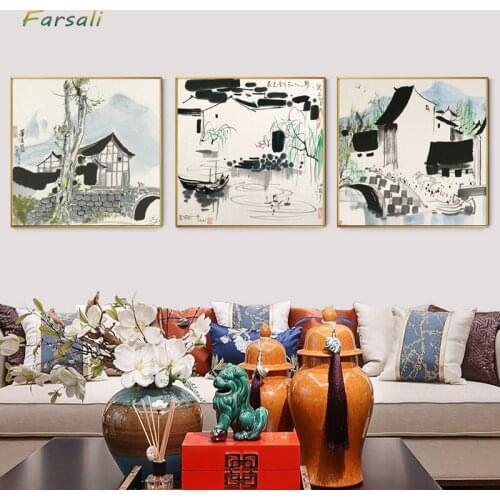 Wu Guanzhong Chinese Impression Landscape Wall Art Painting HD Print Picture on Canvas Home Decoration Living Room