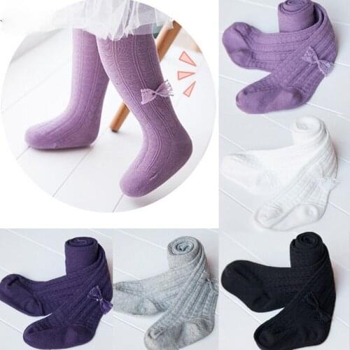 New Toddler Child Baby Kids Girls Tights Cotton Stockings Warm Pantyhose Pant Hosiery Solid Bowknot Stockings 12M-6T