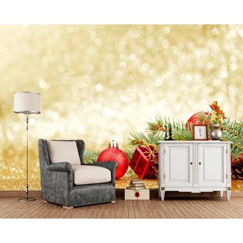 Papel de parede Branches Balls Pine cone photo Christmas 3d wallpaper,living room sofa TV wall bedroom kitchen cafe bar muarls