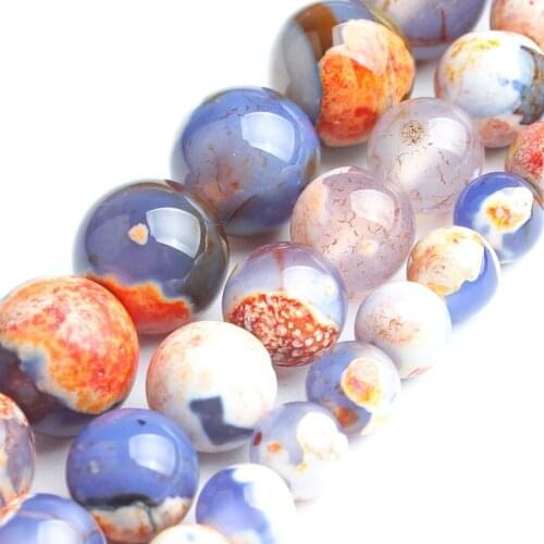 Orange Blue Fire Agate For Jewelry Making Necklace Natural Round Loose Stone Beads Diy Bracelet Necklace Pick Size15'' 6 8 10mm
