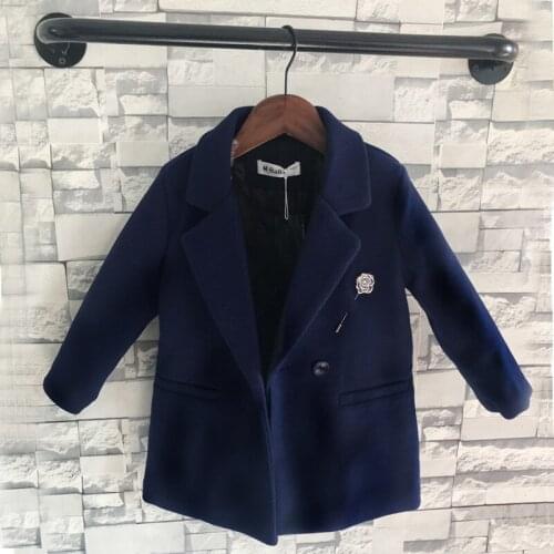 Autumn Kids Windproof Coat Children Clothing Boys Wool Coat Outerwear 2021 Boys Girls Winter Thick Warm Wool Coat Long Jacket