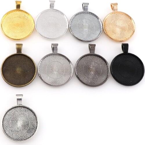 10pc Inner Size 25mm Black Sliver KC Gold Plated Classic Cabochon Base Setting Charms Pendant Jewelry Making Findings