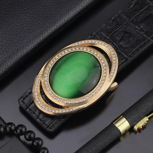 Fashion Green round jade buckle designer belts men genuine leather belt personality luxury brand Waist Strap wide Waistband