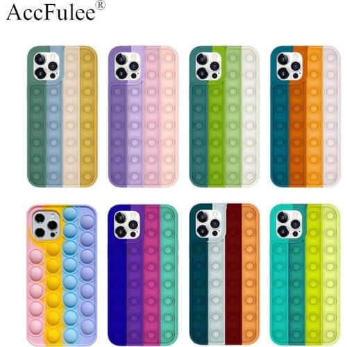 Cute Reliver Stress Bubble Case For Iphone 12 Pro Max 11 6 6S 7 8 Plus X XR XS Max SE 2020 Silicone Phone Cover