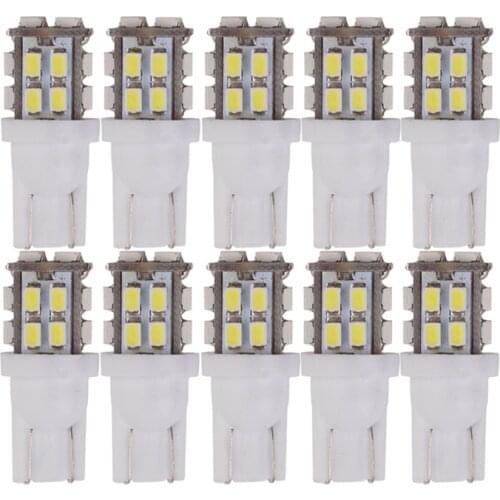 10x T10 W5W Led Bulb Car Interior Dome Reading Light 5W5 LED Light 12V 7000K 20SMD White Auto Trun Wedge Side License Plate Lamp