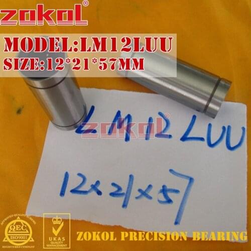 ZOKOL LM12 L UU bearing LM12LUU lengthened type linear motion bearing 12*21*57mm