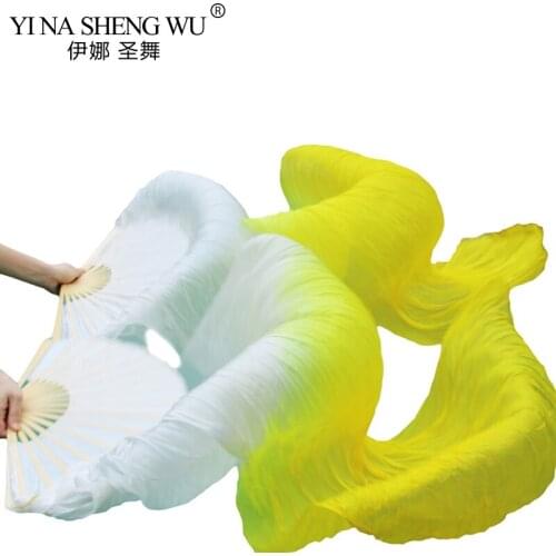 Unisex Real Silk/Imitation Silk Belly Dance Fans 1 Pair Left+Right Hnad Belly Dance Performance Fans Dance Long Silk Fans