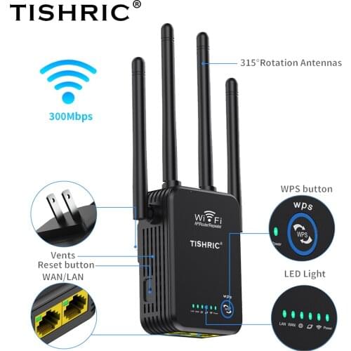 TISHRIC 300M Wifi Repeater 2.4G 3 IN 1 Wireless Router Wifi Booster Wifi Signal Amplifier Extender Long Range Wi-fi Repeater