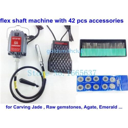 2013 Promotion Jewelry Tools SR Motor Flex Shaft Machine for Carving Jade Raw gemstones Agate Emerald 42pcs Accessories