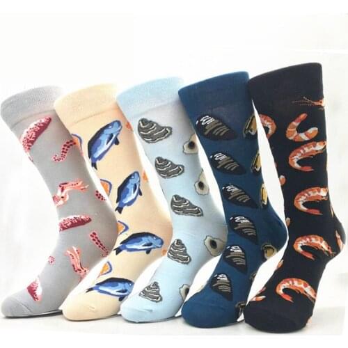 Gulf Love New European and American Socks Wholesale Personality Seafood Arctic Shrimp Cotton Socks Mens and Womens Stockings
