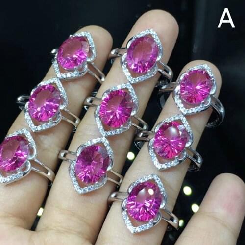 Natural Pink Topaz Rings Oval Cut 8X10mm 925 Sterling Silver Woman Rings for Wedding Fine Jewelry
