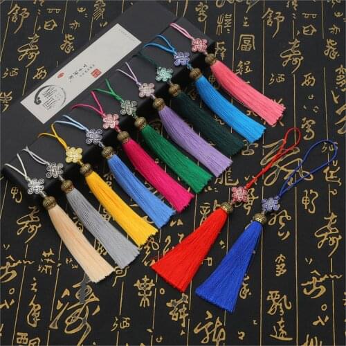 1-2pcs Metal Caps Fringe Trim Bookmark Silk Tassels DIY Curtain Clothes Bag Craft Supplies Classical Style Tassel Pendant 18mm