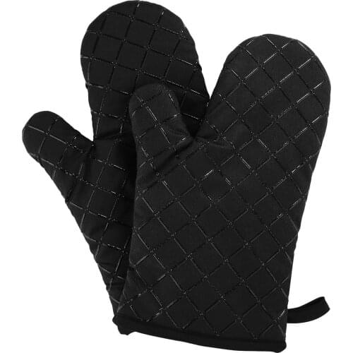 Oven Gloves Non-Slip Kitchen Oven Mitts Heat Resistant Cooking Gloves for Cooking Baking Barbecue Potholder Black 1 Pair