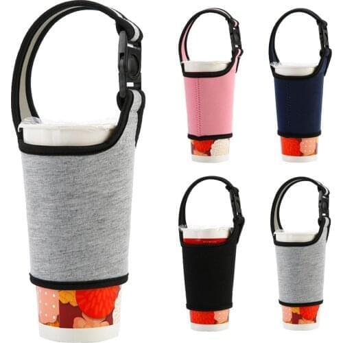 1Pc Coffee Sleeve Cup Anti-Scalding Neoprene Solid Color Cup Sleeve Heat Resistant Insulator With Handle Water Cup Accessories