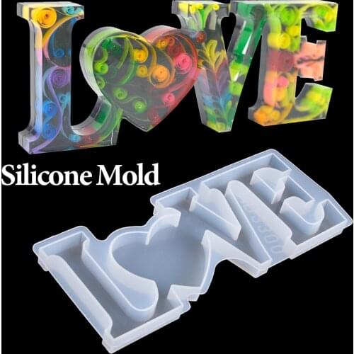 1PC Love/Letters Crystal Resin Mold DIY Crafts Casting Molds Heart Shape HOME LOVE Silicone Mould Home Doecration Jewelry Molds