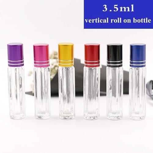 10/20/30/50/80pcs 3.5ml Vertical Glass Roll On Bottles with Glass Roller Ball For Perfume/Essential Oil Refillable Containers