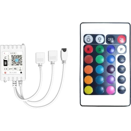 2 Ports 24 Key Wi-Fi Led Strip Lights Remote Control Work with Magic Home APP, 4 Pin Output Dimmable Remote Controller