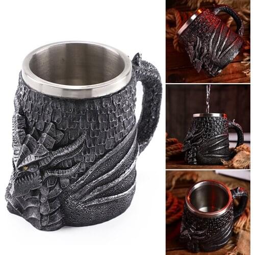 3D Beers Mug with Handle Creatives Dragons Cup Vintage Bar Accessories for Drinks Home Party 450ml GQ