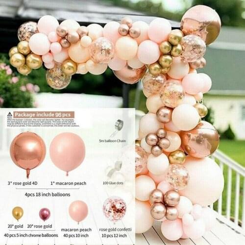 96pcs Macaron Peach Rose Gold Balloon Arch Kit Garland Baby Shower Party Decor Anniversary Event Party Decor Supplies