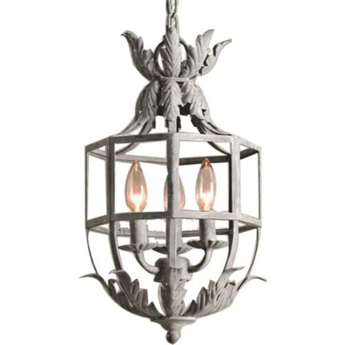 American Three-head Cage Pendant Lights Restaurant Iron Retro Clothing Shop Dining Room Bedroom Bedside Hanging Lights Lighting