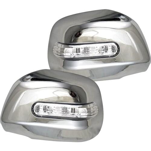 Beler 1Pair Side Rearview Mirror Cover Cap Trim With LED Light Fit For Toyota Highlander SUV 2001 2002 2003 2004 2005 2006 2007