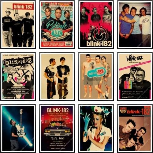 Blink 182 rock band Kraft retro punk rock poster European and American music team star drawing retro poster