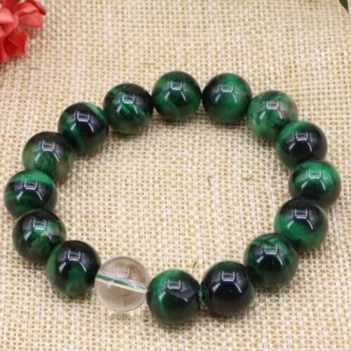 5 style bracelets natural 12mm tiger eyes stone black obsidian round beads strand bangle charms jewelry 7.5inch B3161