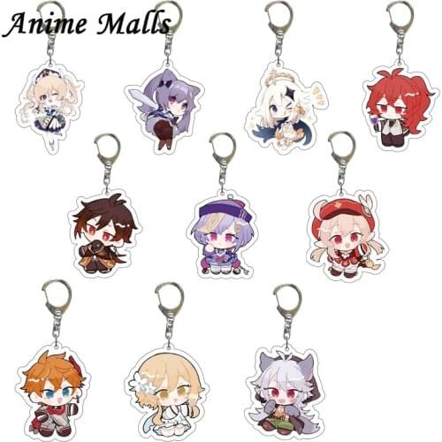 Anime Keychains Genshin Impact Venti Paimon Player Diluc Klee Man Key Chain For Womens Cute Bag Pendant Key Ring Gift