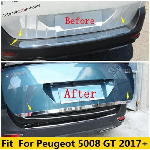 Stainless Steel Rear Hatch Trunk Door Lid Tailgate Body Molding Decoration Strip Fit For Peugeot 5008 2017 - 2021 Accessories